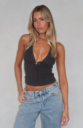 Believing The Lies Halter Top Charcoal