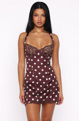Admire You Mini Dress Choc/Cream Polka Dot