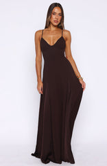 Afterparty Elegance Maxi Dress Chocolate