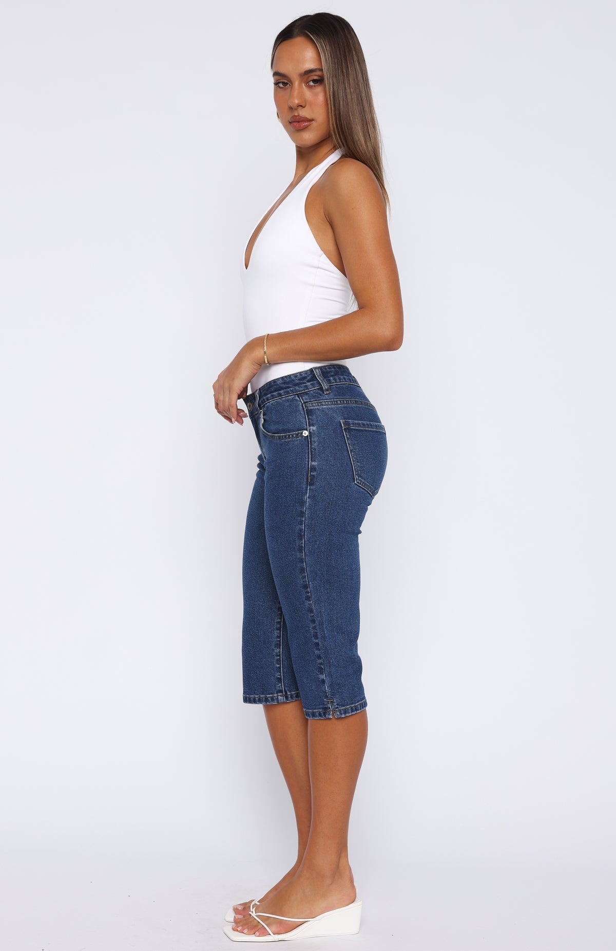 Annie Low Rise Capri Jeans Dark Blue